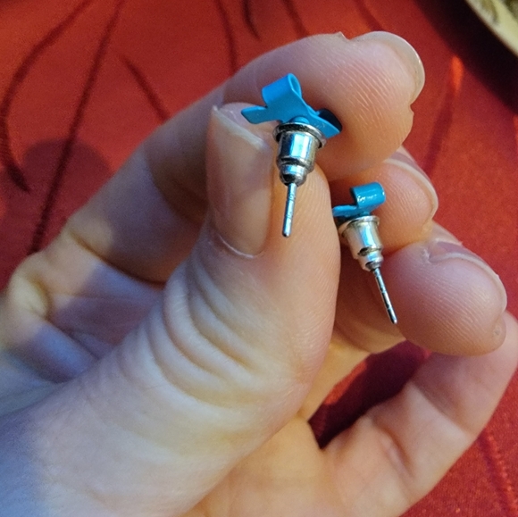 Blue Bow earrings - Picture 3 of 7